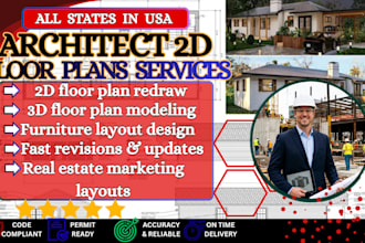 redraw floor plan 2d and 3d for real estate agent
