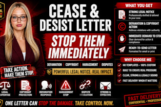 draft a powerful cease and desist letter for copyright defamation legal notice