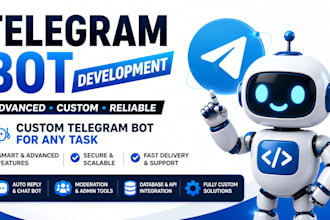 code advanced telegram bot, custom telegram bot, telegram bot for any task