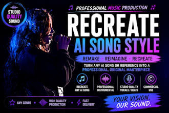remake or recreate ai song with studio quality instrumental and beat