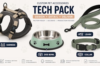 do dog harness tech pack, pet accessories such as  leashes, dog bowl and collars