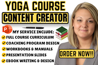 create yoga course content, ebooks, and wellness coaching manuals
