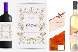 design premium beer label, wine bottle label, product package, wine label design