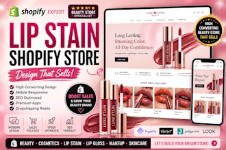 design lip stain shopify store beauty cosmetics lipstick website lip gloss store