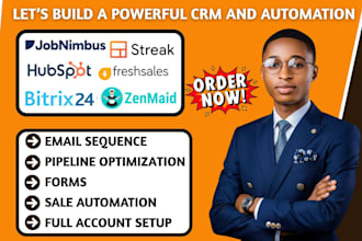 setup jobnimbus hubspot automation bitrix24 streak freshsales zenmaid autotask