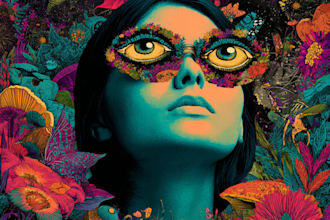 create a unique psychedelic surrealistic illustration for album cover