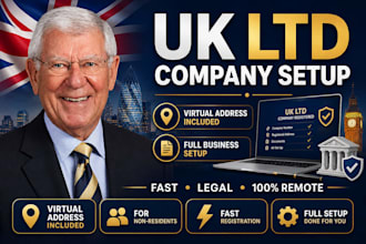 register UK ltd company with virtual uk address and full setup