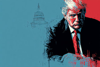 draw political cartoon or editorial illustration bold satire