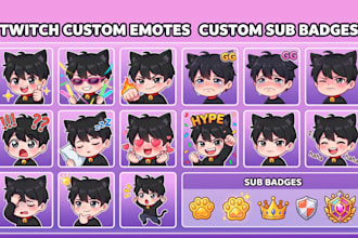 crearé emoticones chibi anime personalizados para twitch