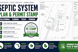 design septic system plan permit stamp for california florida texas georgia