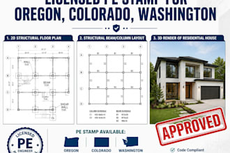 licensed structural pe stamp for oregon, colorado, washington permit drawing