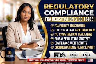 provide fda registration, food labeling compliance, and iso 13485 documentation