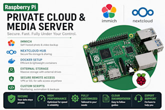 set up nextcloud hub and raspberry pi server with immich media storage