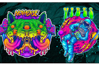 create trippy psychedelic design for t shirt and merch