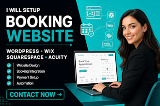 setup booking website on squarespace wordpress wix 17hats acuity scheduling