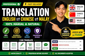 translate english chinese and malay professionally