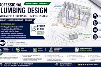 design plumbing water supply septic tank drainage system for building permit