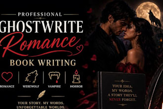 ghostwrite romance book writing, erotic novel, ghostwriting and horror