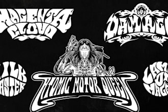 create psychedelic, stoner, rock, metal for your band logo