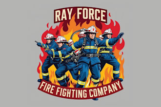 design high quality fire fighter mascot logo with unlimited revision