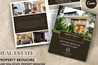 design realtor brochure, real estate flyer, canva  editable property template