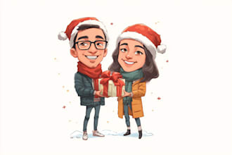draw your yellow characters on christmas theme
