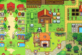 pixel tile map pixel tileset 2d pixel rpg maker  game map top down game assets