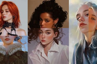 paint realistic or cartoon digital portraits