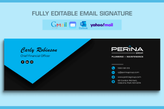 design a unique HTML email signature for gmail outlook sign