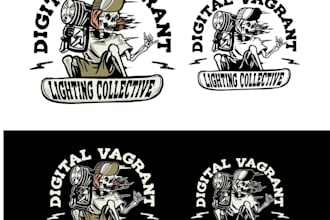 design custom halloween skeleton logo with illustration