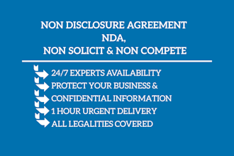 draft a non disclosure agreement, nda, non compete agreement