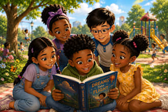 draw kids storybook illustration african american children and diverse kids