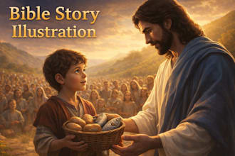 draw bible themed illustration, christian story book and design kdp book cover