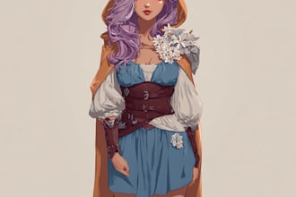 draw anime character illustration with modern style