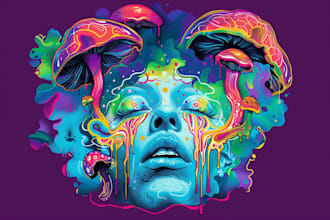 design custom psychedelic art illustration trippy logo