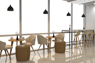 create 3d restaurant interior, cafe, bar, bakery design, night club,retail store