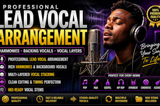 do professional lead vocal arrangement with harmonies and backing vocals