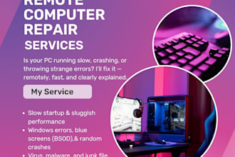 fix your slow PC, windows errors, software problems remotely