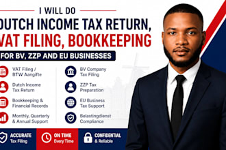 do dutch income tax return, vat filing, bookkeeping for bv, zzp and eu business