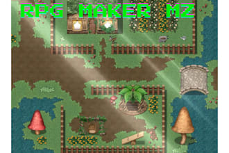create rpg maker mv mz xp tileset, map, pixel art game assets