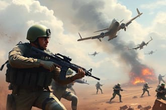 create realistic military, war, or sci fi illustrations