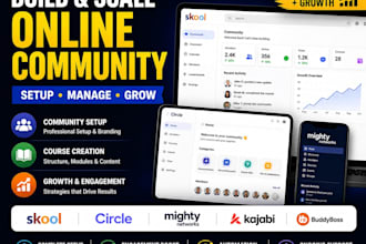 setup skool online course community manager ghl kajabi skool mighty network