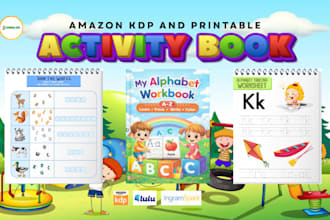do amazon KDP kids tracing activity book coloring page crossword wordsearch