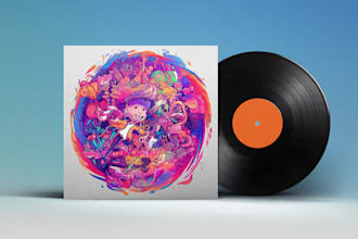 draw cartoon music album cover art, single artwork