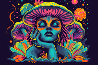 do modern trippy psychedelic style logo design