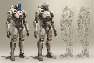 create retro mecha or scifi gundam art