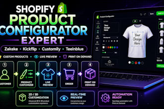 do zakeke, shopify kickflip, teeinblue product configurator, smart seo