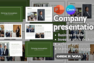 design company presentation, business profile, investor pitch deck, webinar ppt