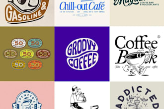 do hand drawn retro cartoon character or coffee shop and café logo