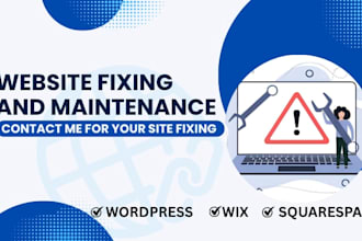 fix bugs, errors, and troubleshooting problems on wix, wordpress and squarespace